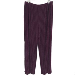 Citiknits Slinky Striped Pull-On Pants High Waist Purple